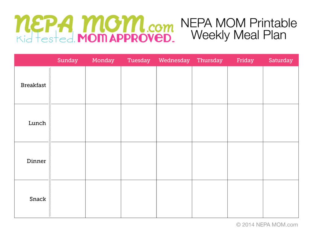 NEPA MOM Meal Planning Sheet Rev