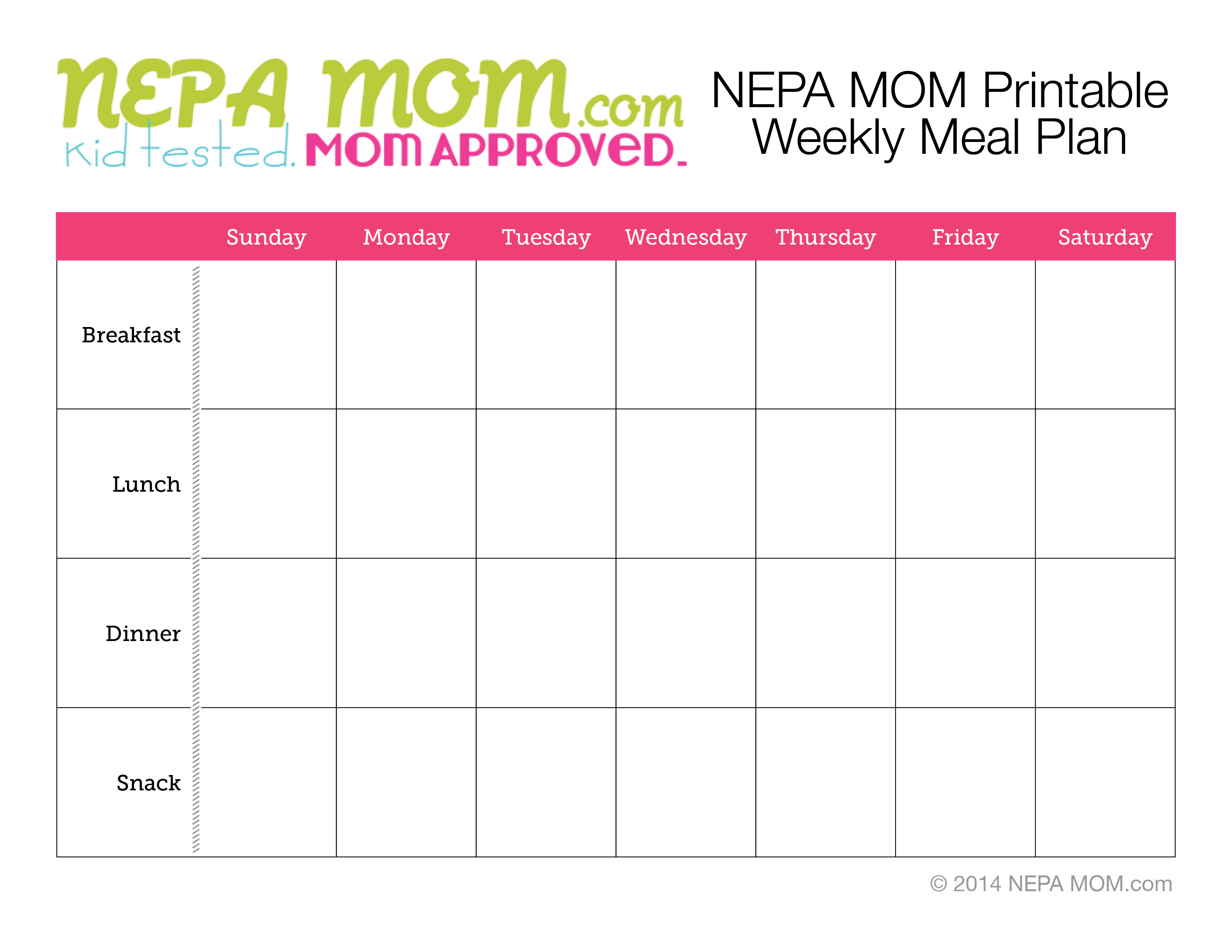 The NEPA MOM meal planning worksheet will help you plan your meals for the trie week, allowing you to save money and time in the kitchen!