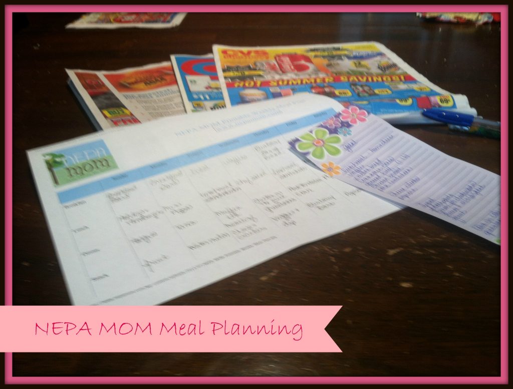 Shopping list and meal plan worksheets