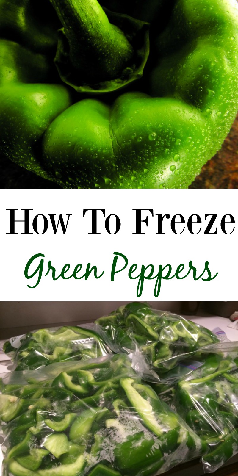How to Freeze Green Peppers--this frugal trick will show you how to freeze green peppers, allowing you to save money by buying in bulk when peppers are on sale!