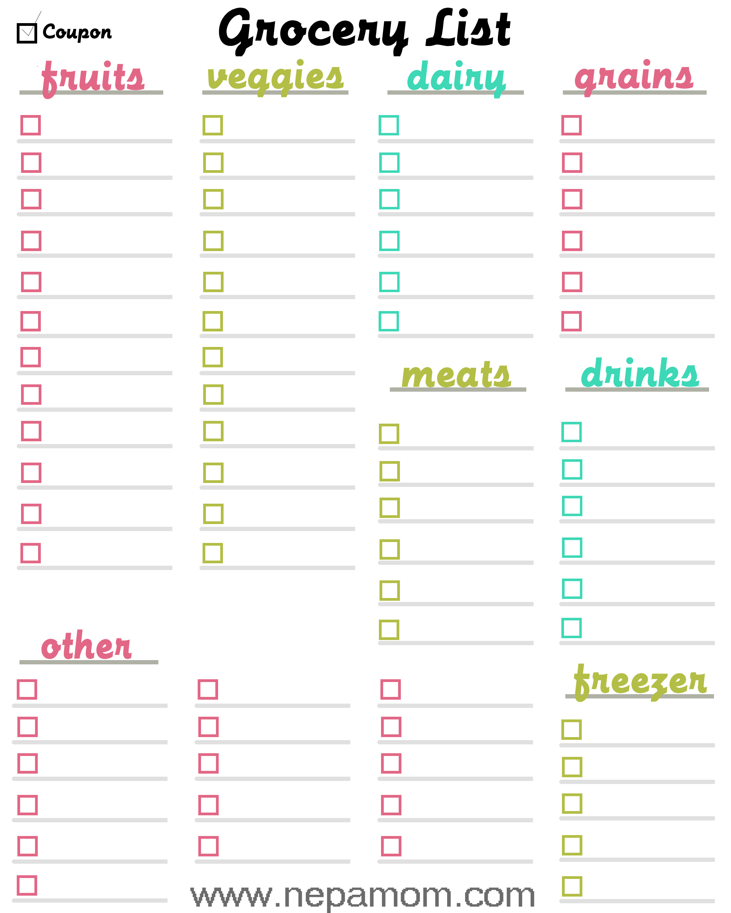 Grocery Shopping List Template Print This Template Out And Save Money And Time At The Grocery Store