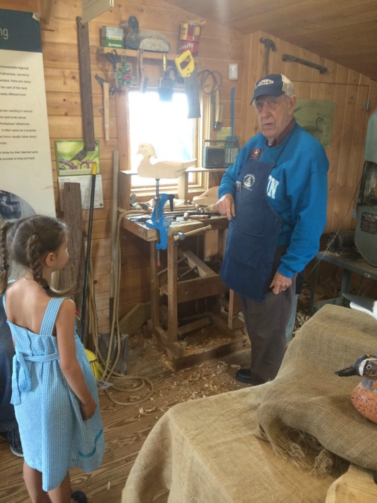 Chatting with the woodcarver who makes the Duck Decoys at the Tuckerton Seaport