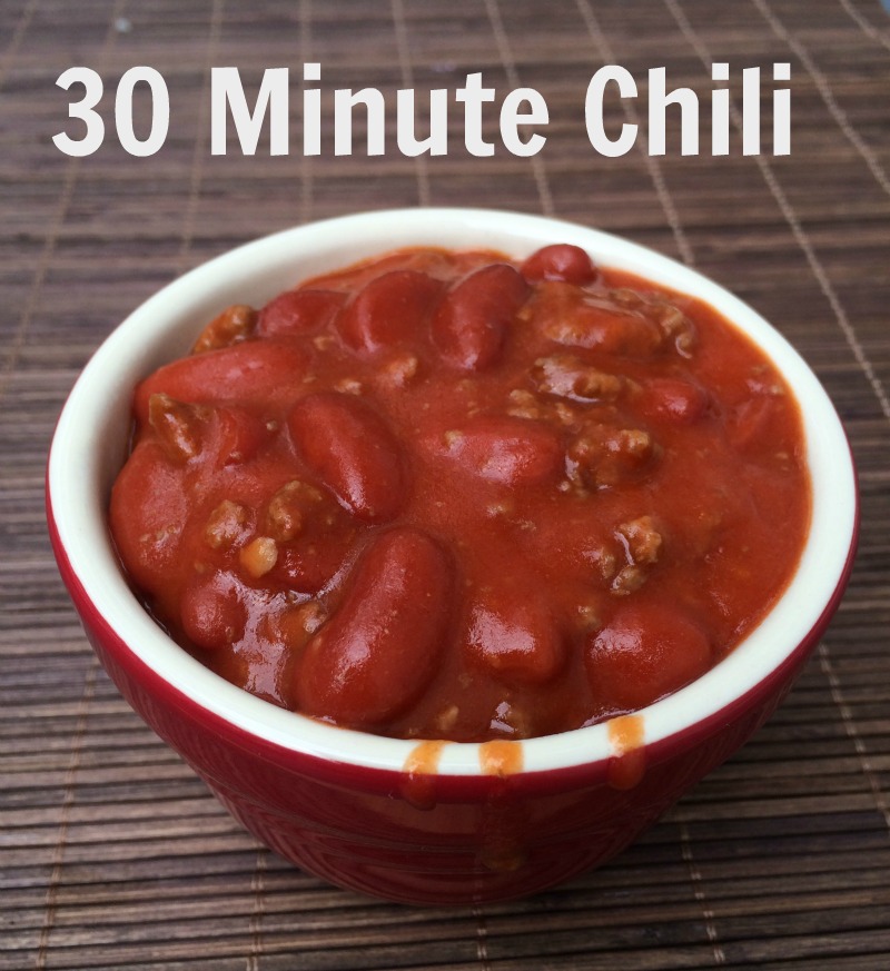 30 Minute Chili tastes great and is ready in no time so it is perfect for your holiday get togethers. 