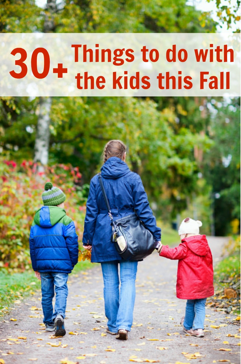 Fall Bucket List--30+ Things to do with the Kids this Fall! Carve a pumpkin, make an apple pie, visit a Cider Mill--what adventures on are your Fall Bucket List?