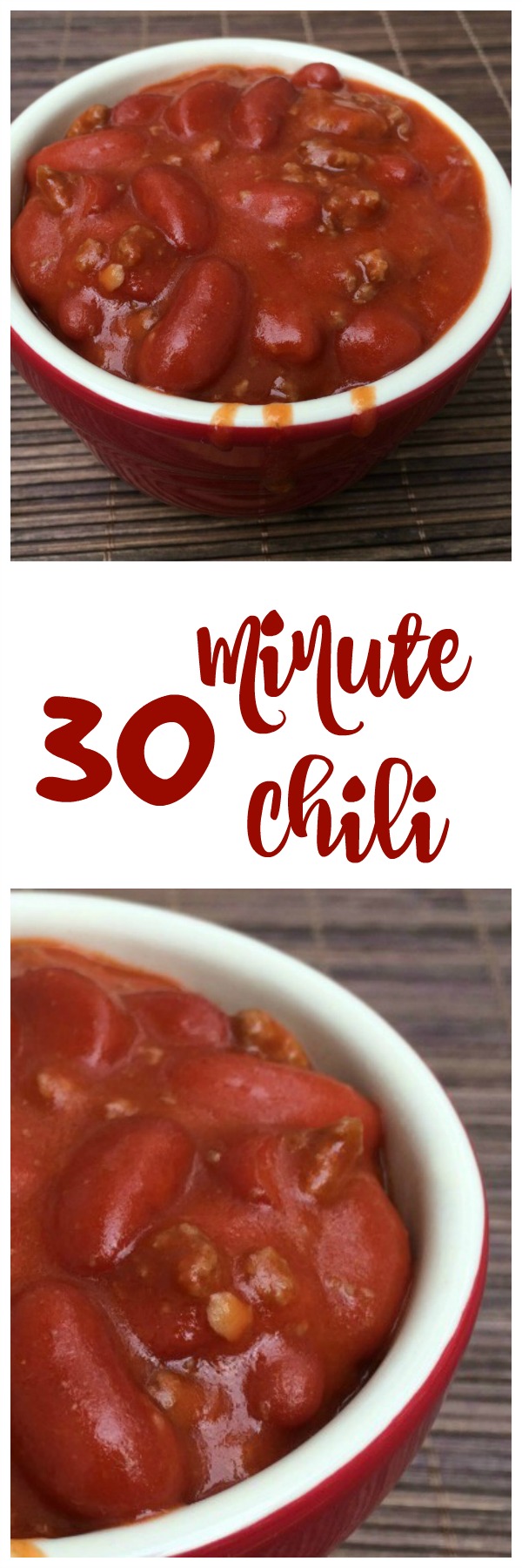 This 30 Minute Chili Recipe is the perfect comfort food on a cold winter day!  