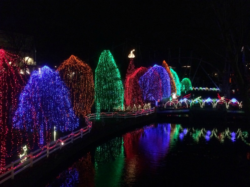 Did you know that there are over 4 million brightly colored lights throughout Hersheypark during the Holiday Season?  We especially love to watch the NOEL light show from the bridge, it is such a pretty sight!