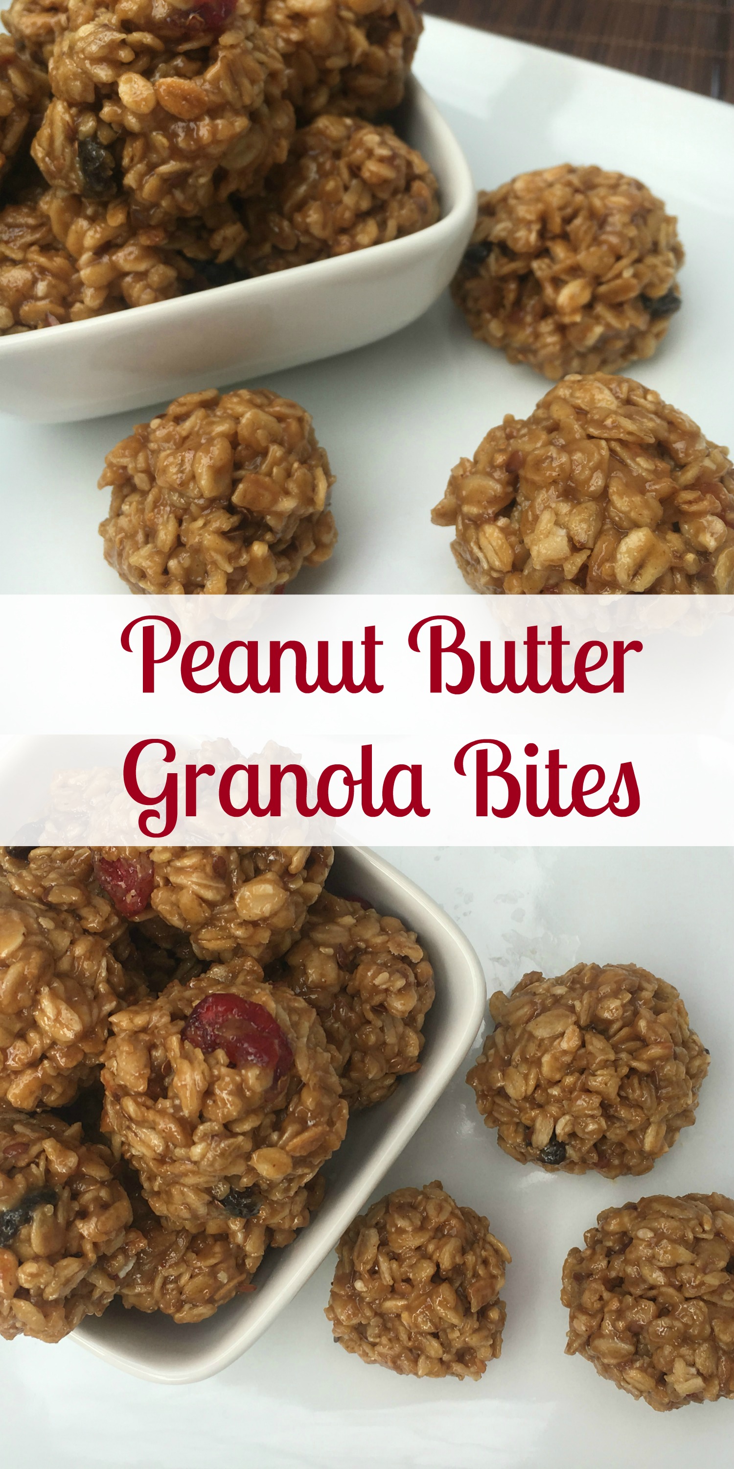 Peanut Butter Granola Bites Collage #ad