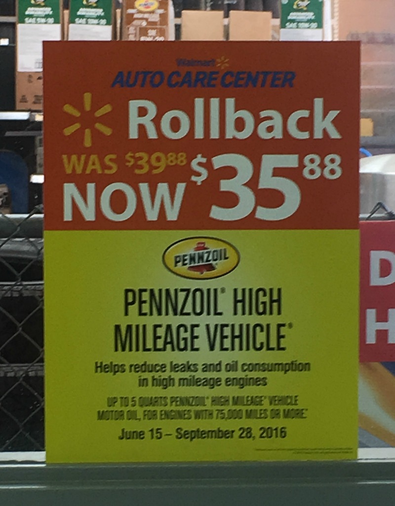 Pennzoil High Millage Vehicle is now on Rollback at Walmart #RoadTripOil