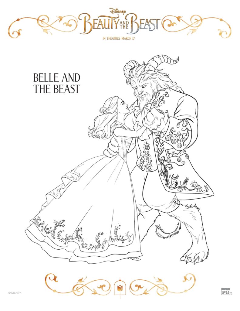 Belle and Beast Coloring Sheet from Beauty and the Beast