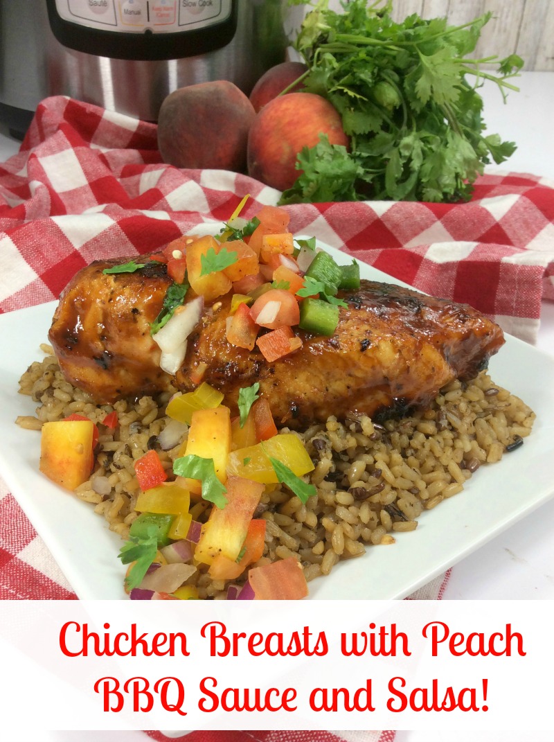 Instant Pot Chicken Breast with Peach BBQ Sauce and Salsa